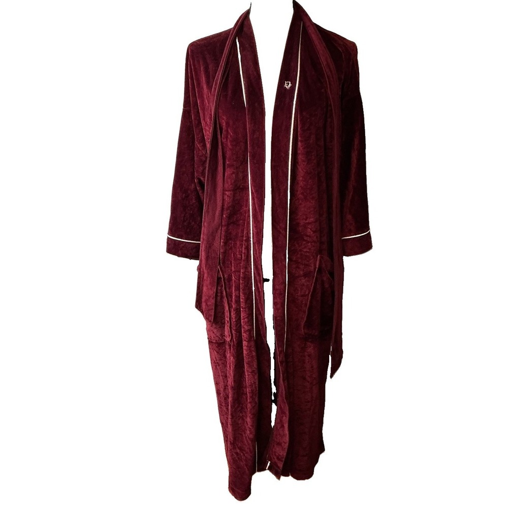 Christian Dior Robe Mens One Size Burgundy Vintage Velvet Monsieur (D9) - Picture 4 of 7